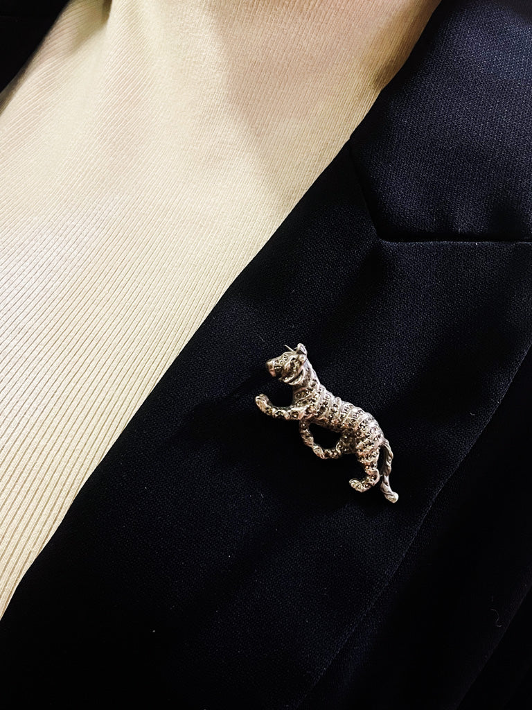 Tiger Pin with Marcasites
