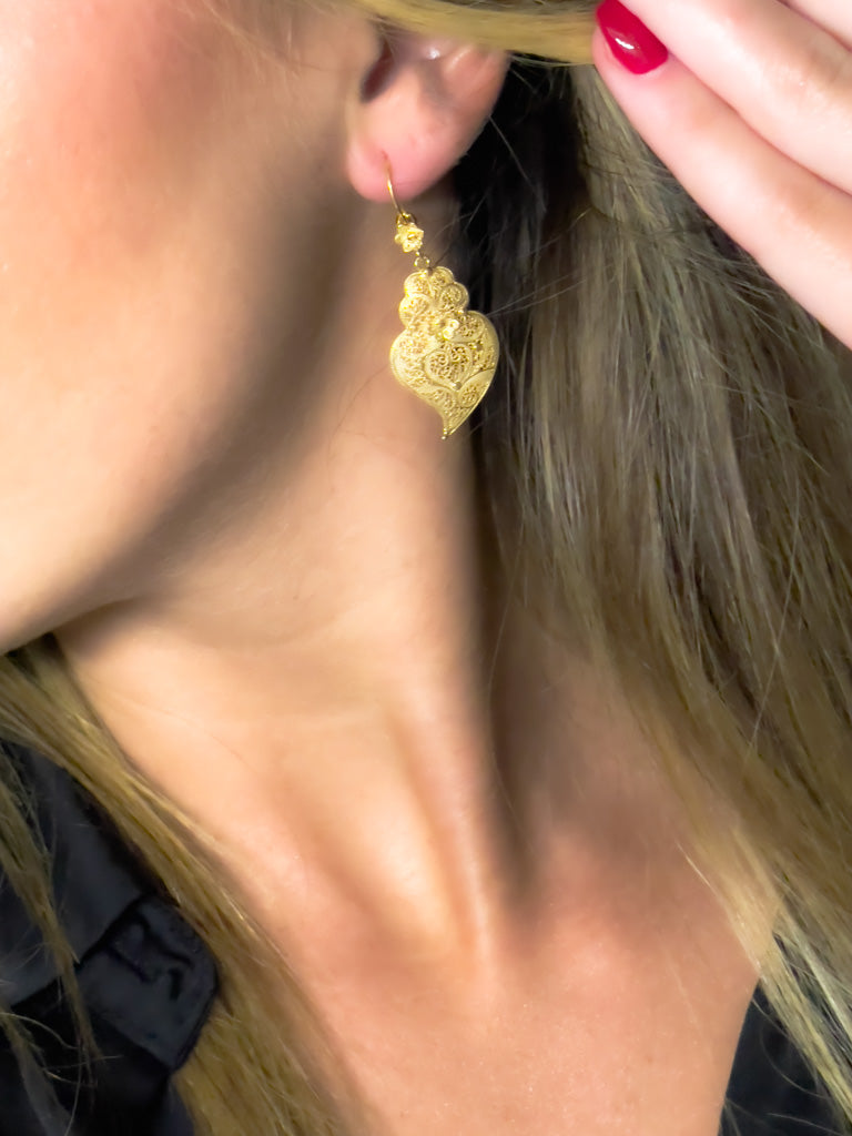 Boucles d'oreilles coeur Viana avec fleur