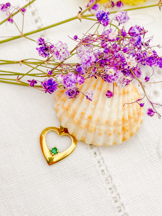 Heart Pendant with Green Stone