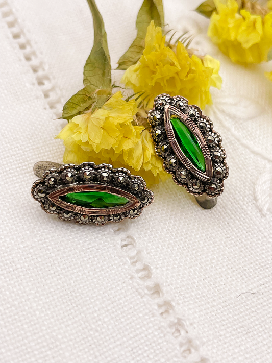 Marcasite Emerald Earrings